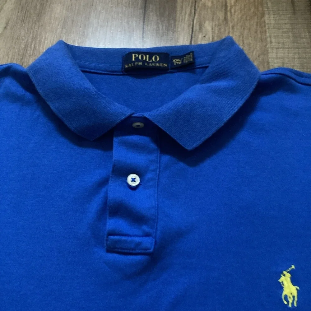 Men's Polo Ralph Lauren Polo Shirt Blue Size XXL Yellow Pony 100% Cotton Preppy